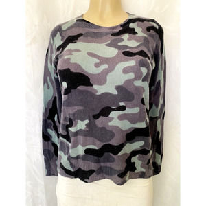 Oats Cashmere Debra Hayburn Kendra Sweater Camo Camouflage Blue Long Sle…